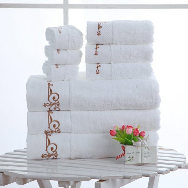 dobby border towels